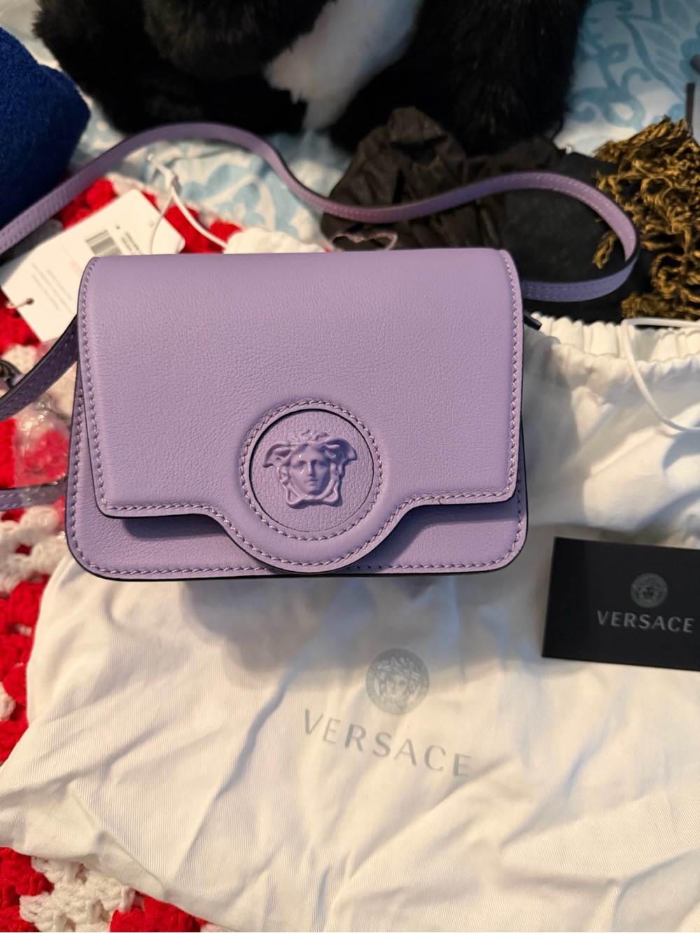 Versace Lilac Leather Medusa Small Crossbody Bag
